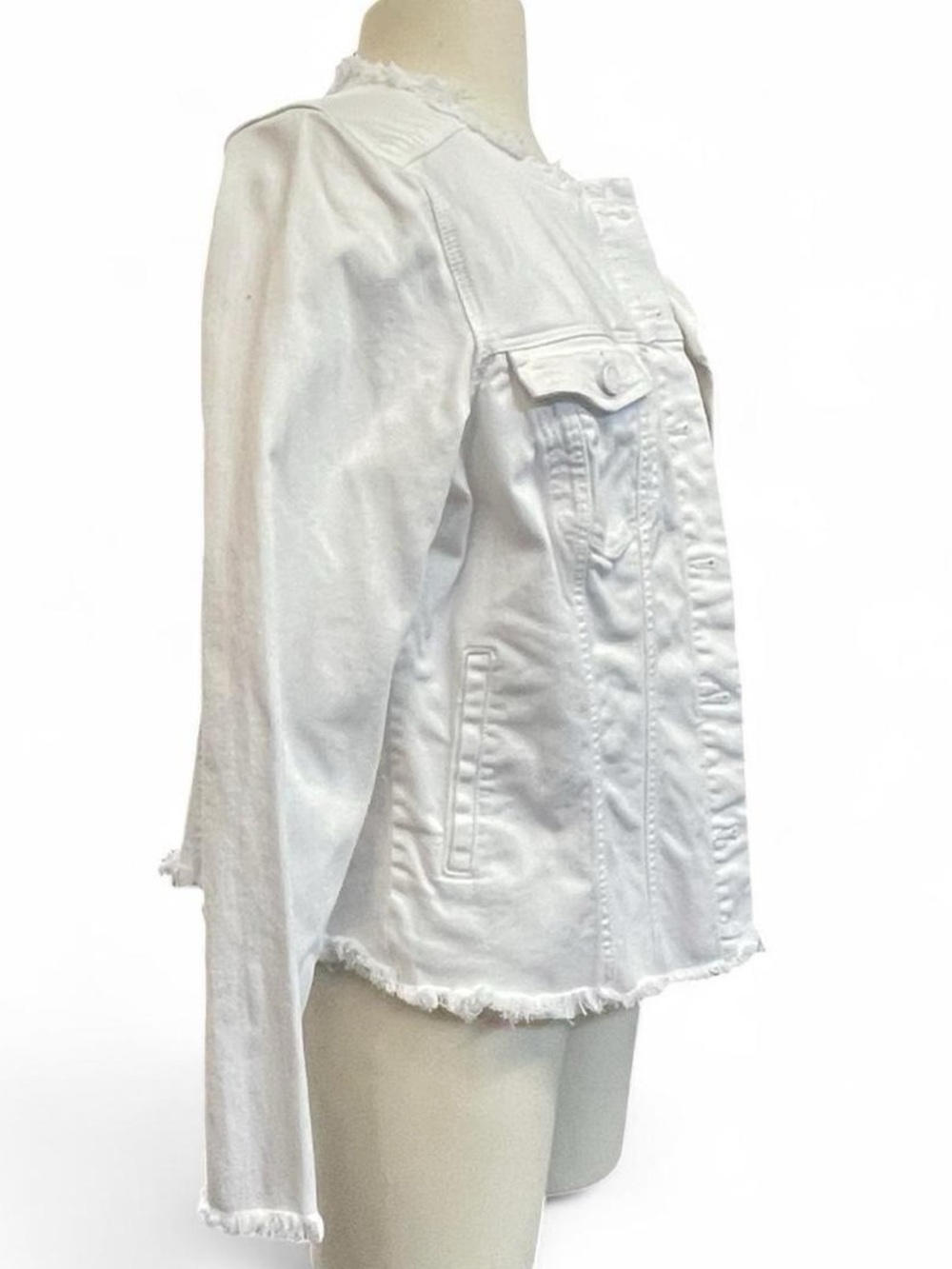 Tailored L Liverpool White Frayed Collar Denim Jean Jacket Women Classic Summer - Picture 5 of 9